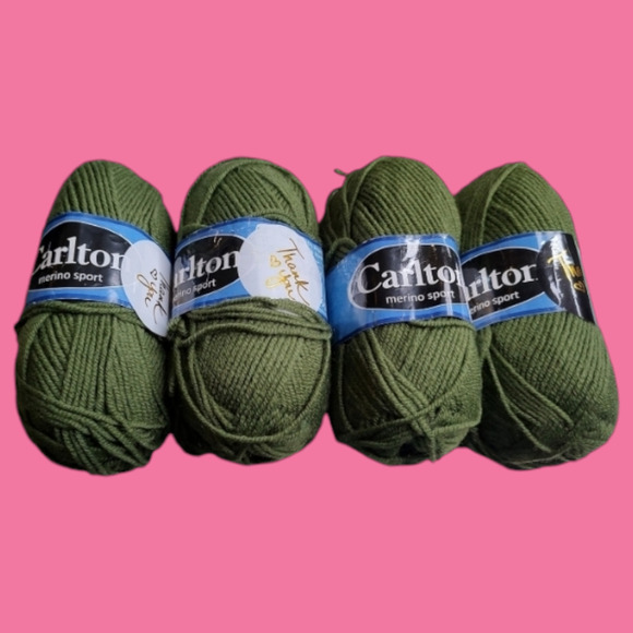 Lot B 4 Skeins Carlton Merino Sport Yarn Color #8 Olive Green Acrylic/Wool Blend - Picture 6 of 8